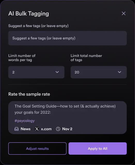 Tag thousands of bookmarks in seconds